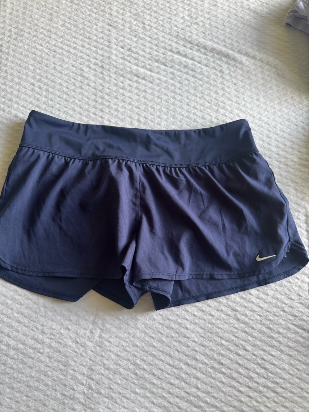 Nike Women's Dark Blue Athletic Shorts with Swoosh